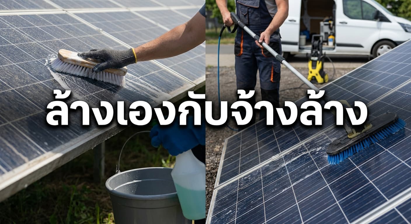 ล้างเอง vs จ้างช่าง: ดูแลแผงโซล่าเซลล์แบบไหนคุ้มค่ากว่ากัน?